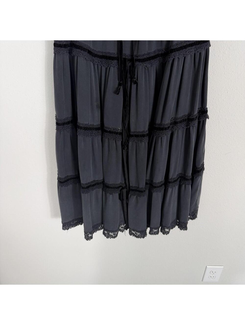 Da Nang Black Ruffle Tiered Skirt Whimsigoth Dark Fairy Grunge Women’s Small - Picture 3 of 10